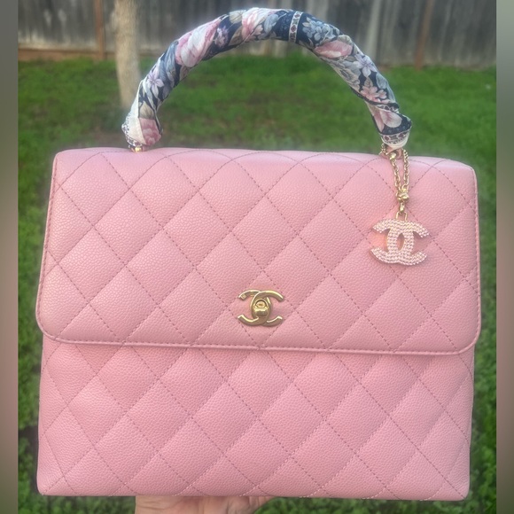 🌸🌸Chanel Vintage Kelly Caviar Pink 24K Gold plated hardware Top handle Bag - Picture 3 of 16